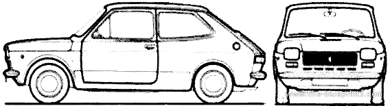 Fiat 127 (1972) - Фиат - чертежи, габариты, рисунки автомобиля