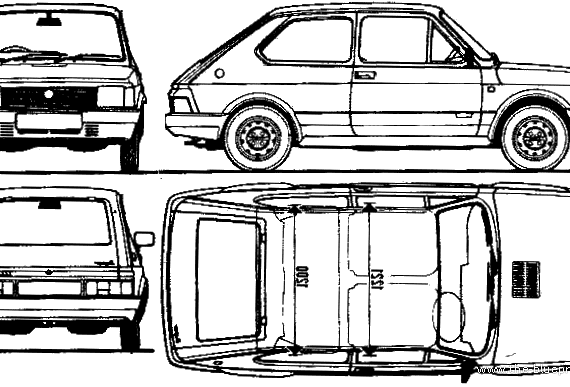 Fiat 127 CL 3-Door (1983) - Фиат - чертежи, габариты, рисунки автомобиля