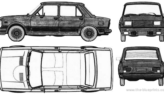 Fiat 128 1300TV - Фиат - чертежи, габариты, рисунки автомобиля