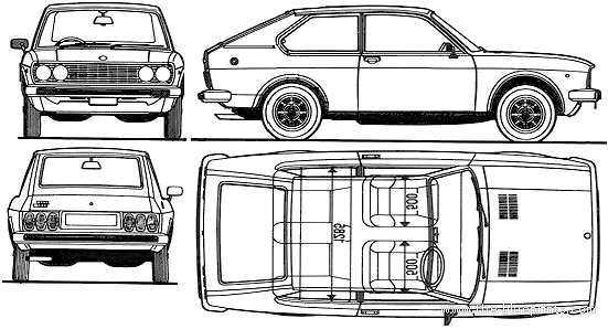 Fiat 128 3P (1975) - Фиат - чертежи, габариты, рисунки автомобиля