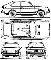 Fiat 128 3P (1977) - Фиат - чертежи, габариты, рисунки автомобиля