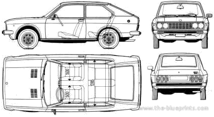 Fiat 128 3P Coupe (1978) - Фиат - чертежи, габариты, рисунки автомобиля