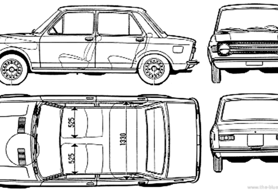 Fiat 128 4-Door - Фиат - чертежи, габариты, рисунки автомобиля