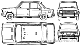 Fiat 128 4-Door Argentina (1971) - Фиат - чертежи, габариты, рисунки автомобиля