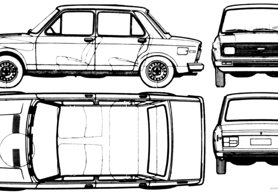 Fiat 128 Europa CF - Фиат - чертежи, габариты, рисунки автомобиля