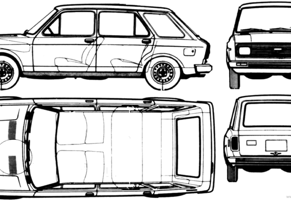 Fiat 128 Europa CF Weekend - Фиат - чертежи, габариты, рисунки автомобиля