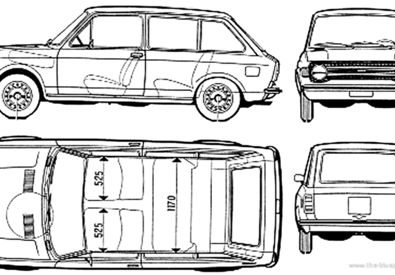 Fiat 128 Familiale - Фиат - чертежи, габариты, рисунки автомобиля
