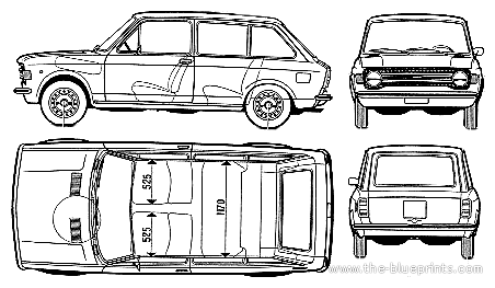 Fiat 128 Familiale (1973) - Фиат - чертежи, габариты, рисунки автомобиля