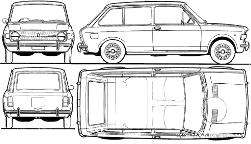 Fiat 128 Familiare (1969) - Фиат - чертежи, габариты, рисунки автомобиля