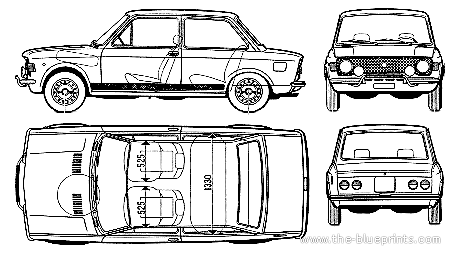 Fiat 128 Rally (1973) - Фиат - чертежи, габариты, рисунки автомобиля
