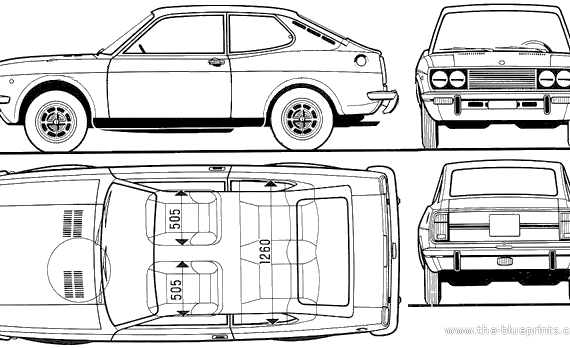 Fiat 128 SL Sport Coupe (1971) - Фиат - чертежи, габариты, рисунки автомобиля