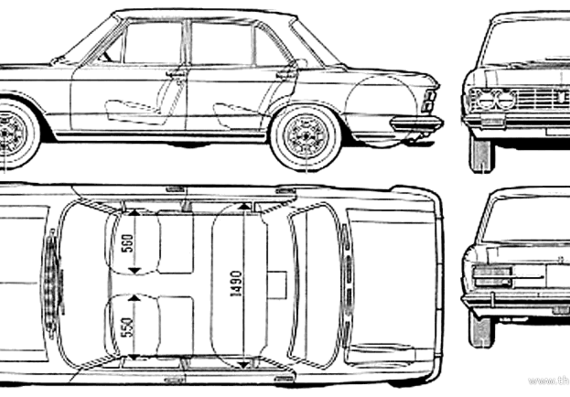 Fiat 130 - Фиат - чертежи, габариты, рисунки автомобиля