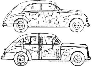 Fiat 1300 (1946) - Фиат - чертежи, габариты, рисунки автомобиля