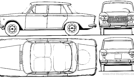 Fiat 1300 (1962) - Фиат - чертежи, габариты, рисунки автомобиля