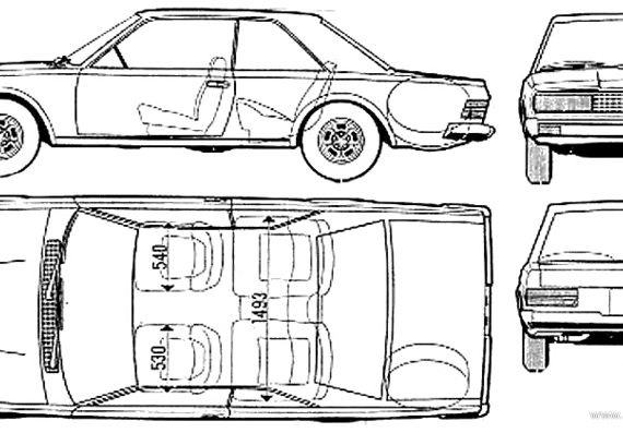 Fiat 130 Coupe - Фиат - чертежи, габариты, рисунки автомобиля