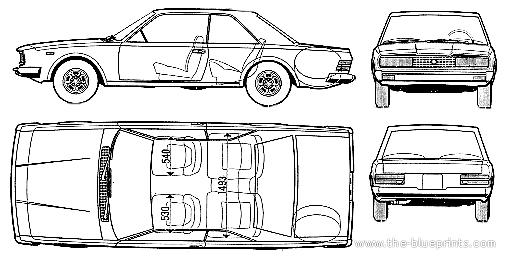 Fiat 130 Coupe (1973) - Фиат - чертежи, габариты, рисунки автомобиля