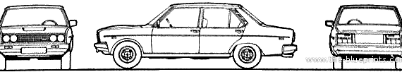 Fiat 131 Mirafiori (1974) - Фиат - чертежи, габариты, рисунки автомобиля