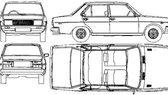 Fiat 131 Supermirafiori TC - Фиат - чертежи, габариты, рисунки автомобиля