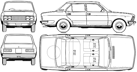 Fiat 132 1600 Special (1972) - Фиат - чертежи, габариты, рисунки автомобиля