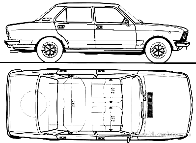 Fiat 132 S (1974) - Фиат - чертежи, габариты, рисунки автомобиля