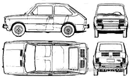 Fiat 133 (Seat) Argentina (1977) - Фиат - чертежи, габариты, рисунки автомобиля