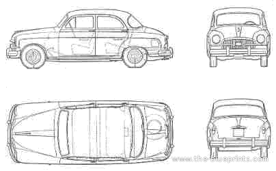 Fiat 1400B Berlina (1956) - Фиат - чертежи, габариты, рисунки автомобиля