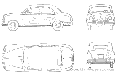 Fiat 1400 Berlina (1956) - Фиат - чертежи, габариты, рисунки автомобиля