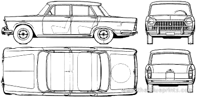 Fiat 1500L (1964) - Фиат - чертежи, габариты, рисунки автомобиля