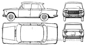 Fiat 1500 Argentina (1963) - Фиат - чертежи, габариты, рисунки автомобиля