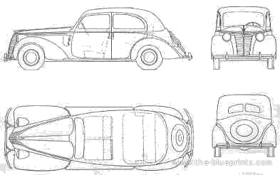 Fiat 1500 Berlina (1946) - Фиат - чертежи, габариты, рисунки автомобиля