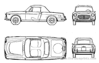 Fiat 1500 Cabriolet (1960) - Фиат - чертежи, габариты, рисунки автомобиля