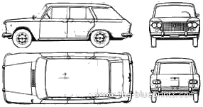 Fiat 1500 Familiar Argentina (1964) - Фиат - чертежи, габариты, рисунки автомобиля