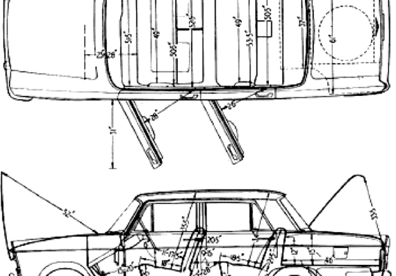 Fiat 1500 L (1964) - Фиат - чертежи, габариты, рисунки автомобиля