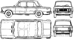 Fiat 1600 Argentina (125) (1969) - Фиат - чертежи, габариты, рисунки автомобиля