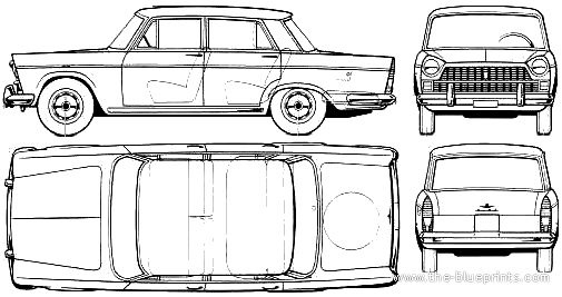 Fiat 1800B (1963) - Фиат - чертежи, габариты, рисунки автомобиля
