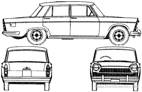 Fiat 1800 (1959) - Фиат - чертежи, габариты, рисунки автомобиля