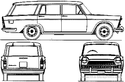 Fiat 1800 Familiare (1961) - Фиат - чертежи, габариты, рисунки автомобиля