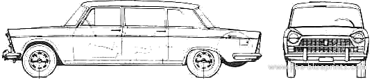 Fiat 1800 Limousine (1961) - Фиат - чертежи, габариты, рисунки автомобиля