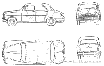 Fiat 1900 Berlina (1952) - Фиат - чертежи, габариты, рисунки автомобиля
