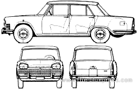 Fiat 2100 (1961) - Фиат - чертежи, габариты, рисунки автомобиля