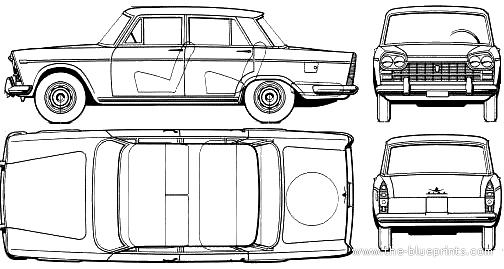 Fiat 2300 (1963) - Фиат - чертежи, габариты, рисунки автомобиля