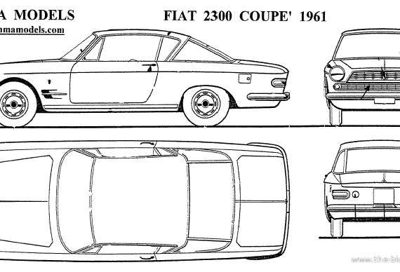 Fiat 2300 Coupe (1961) - Фиат - чертежи, габариты, рисунки автомобиля