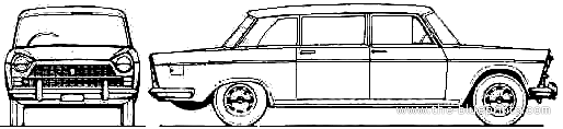 Fiat 2300 Limousine (1963) - Фиат - чертежи, габариты, рисунки автомобиля