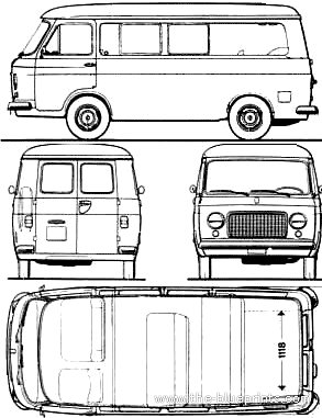 Fiat 238 (1969) - Фиат - чертежи, габариты, рисунки автомобиля