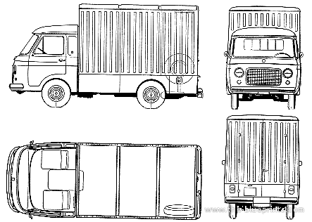 Fiat 241 TN Fourgon (1973) - Фиат - чертежи, габариты, рисунки автомобиля
