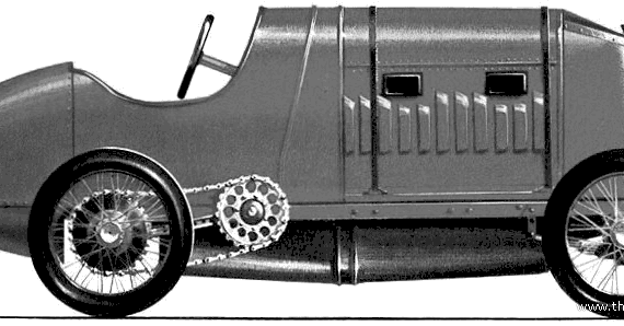 Fiat 300 hp Land Speed Record Car (1913) - Фиат - чертежи, габариты, рисунки автомобиля