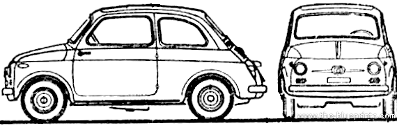 Fiat 500D (1961) - Фиат - чертежи, габариты, рисунки автомобиля