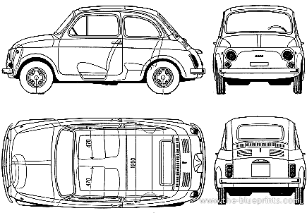 Fiat 500R (1973) - Фиат - чертежи, габариты, рисунки автомобиля