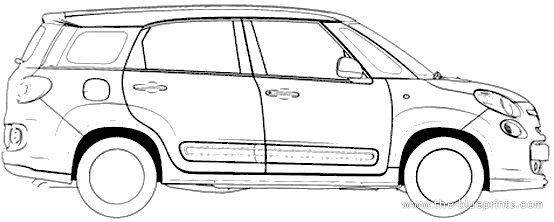 Fiat 500XL (2013) - Фиат - чертежи, габариты, рисунки автомобиля