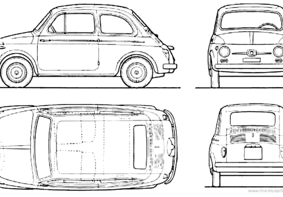 Fiat 500 (1955) - Фиат - чертежи, габариты, рисунки автомобиля